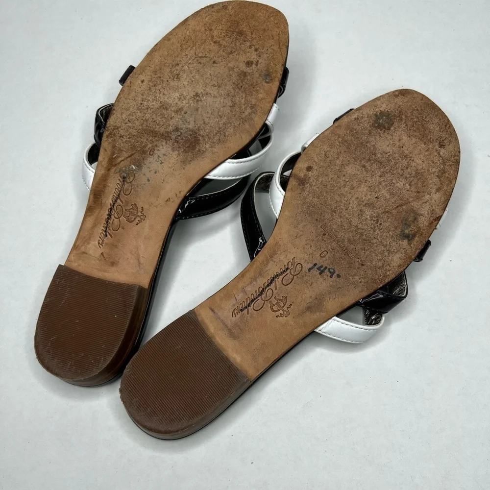 Brooks Brothers Criss Cross Patent Leather Slide Sandals
